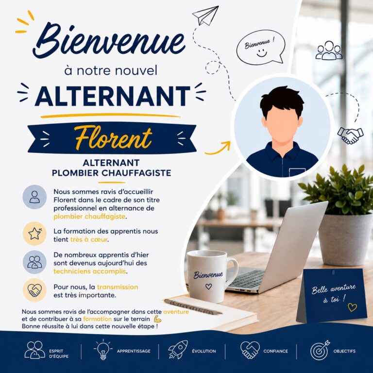 Bienvenue à Florent, notre nouvel alternant plombier chauffagiste