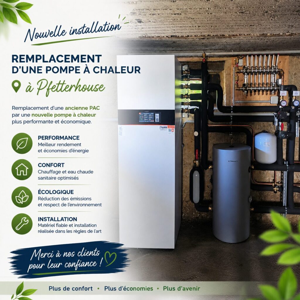 Remplacement d'une pompe à chaleur à Pfetterhouse par Bilger & Fils